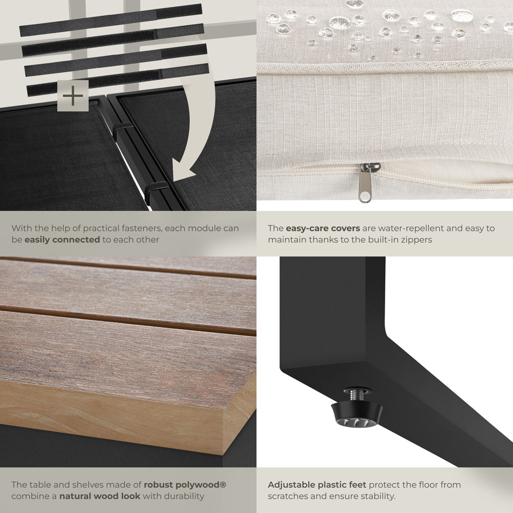 tectake Eliar 5 Seater Corner Garden Sofa Set with Cushion Image 5