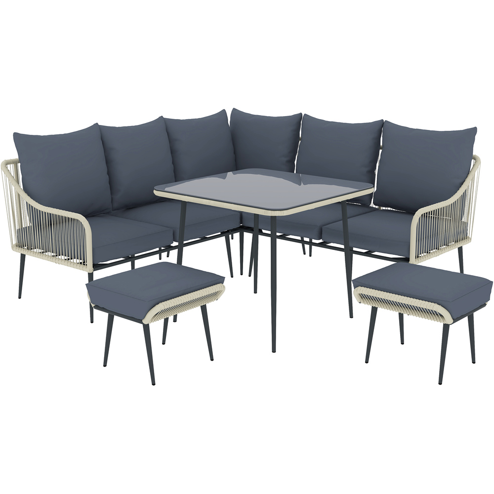Outsunny 6 Seater Light Grey Garden Lounge Set Image 2