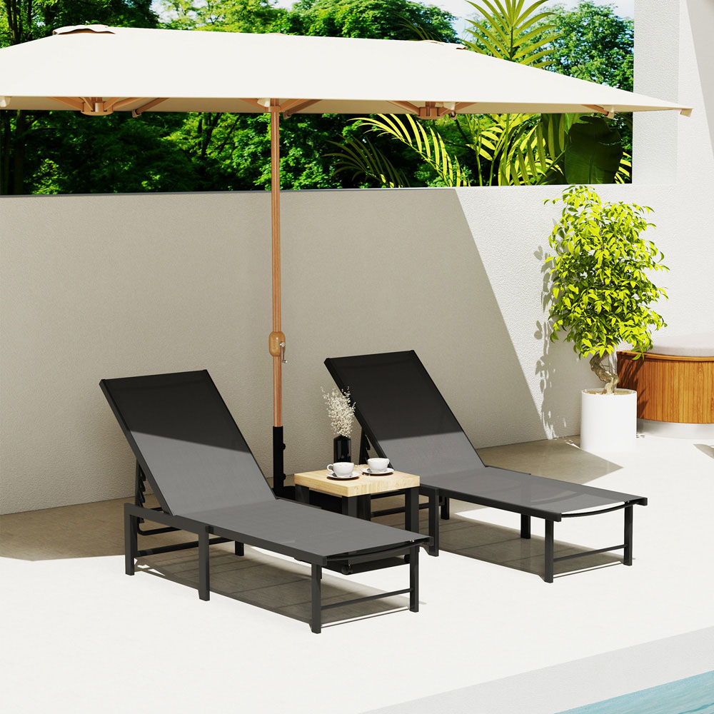 Outsunny Set of 2 Grey 5 Level Adjustable Sun Lounger Image 4