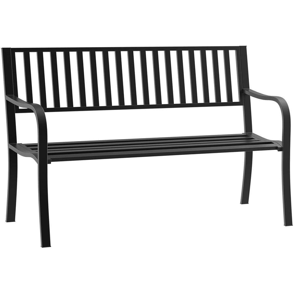 Outsunny 2 Seater Black Metal Garden Loveseat Bench Image 2