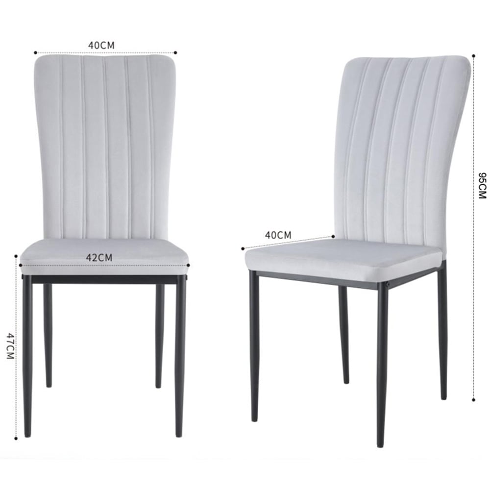 Elle Set of 6 Blue Velvet Effect Plush Padded Upholstered Dining Chair Image 9