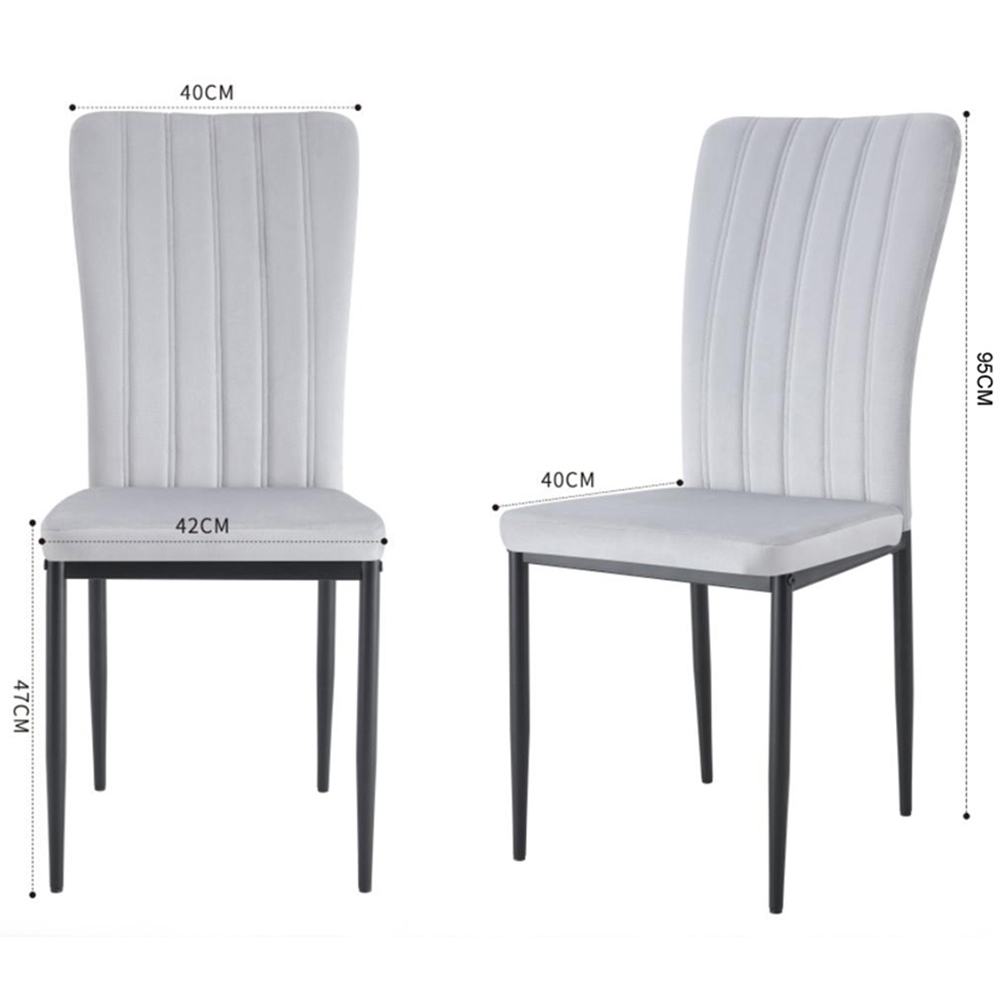 Elle Set of 4 Beige Velvet Effect Plush Padded Upholstered Dining Chair Image 9