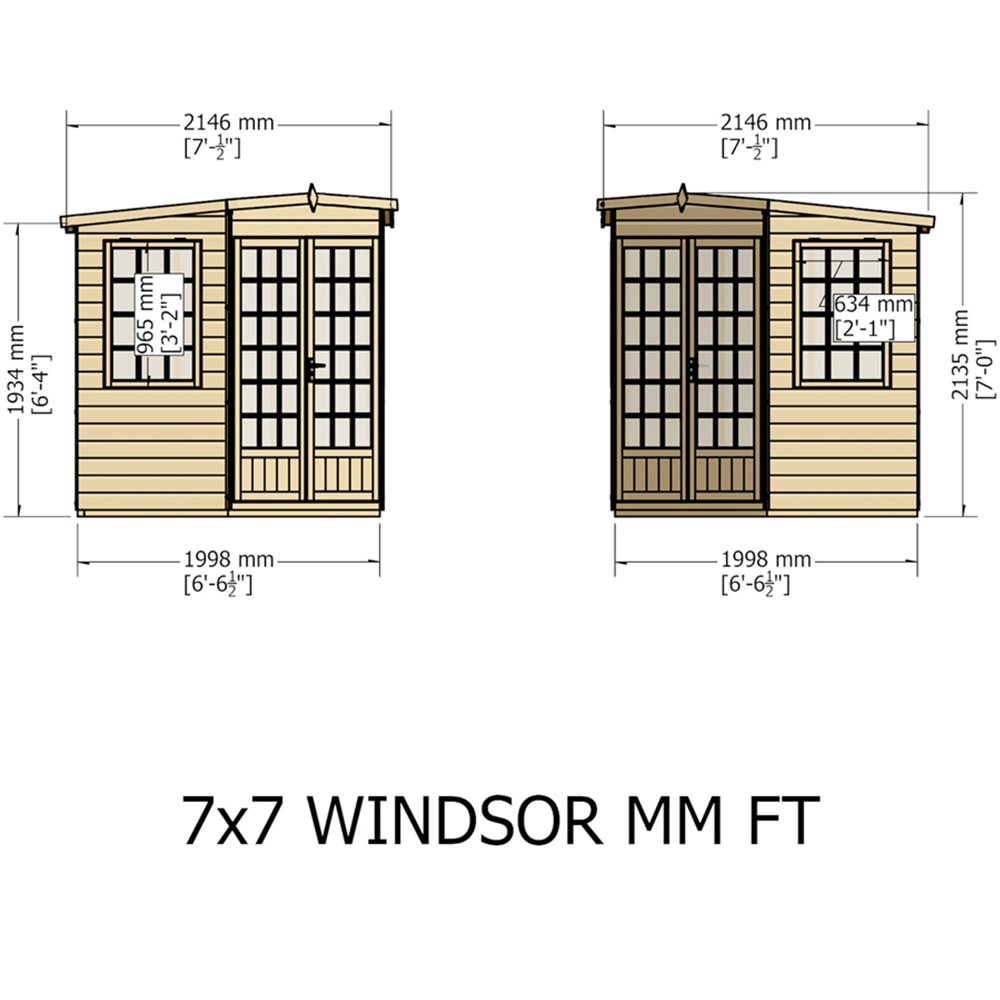 Shire Windsor 7 x 7ft Double Door Shiplap Pent Summerhouse Image 9