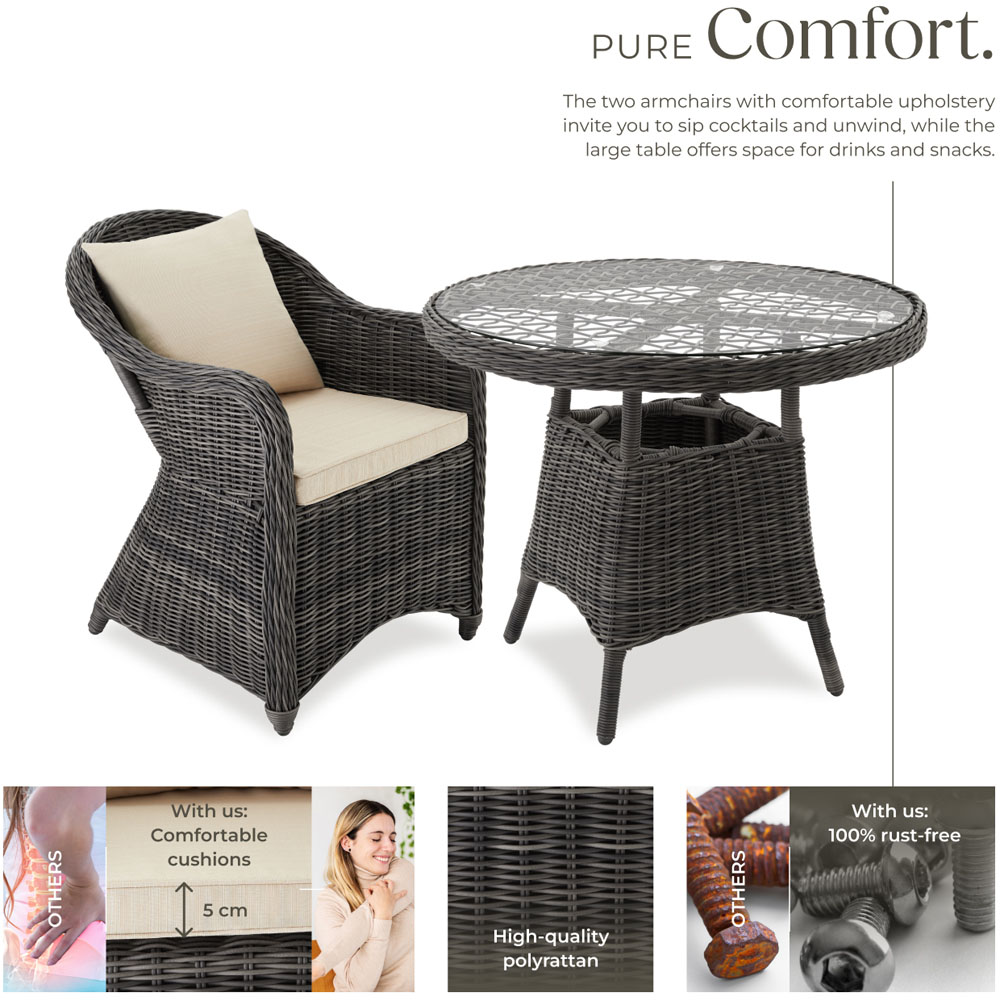 tectake Zurich 2 Seater Grey Bistro Set Image 3