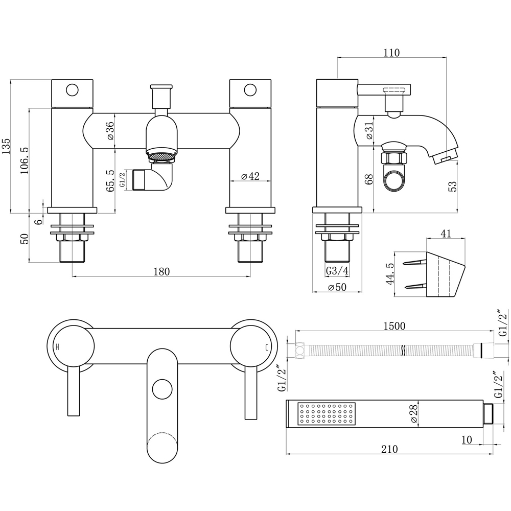 Bathstore Newton Matt Black Bath Shower Mixer Kit Image 4