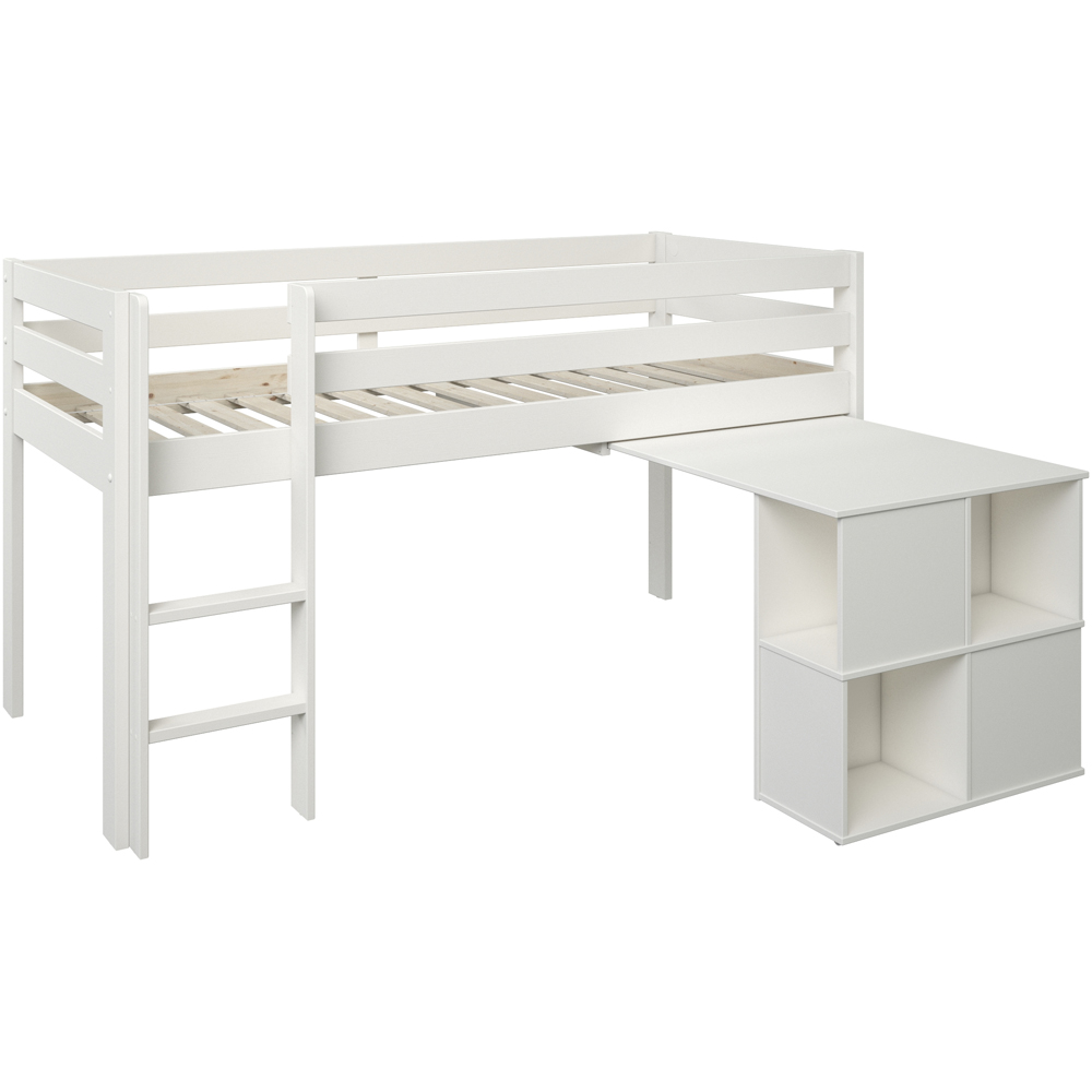 Noomi Nora White Mid Sleeper Bed Workstation Cabin with Pull-Out Desk and Storage Image 3