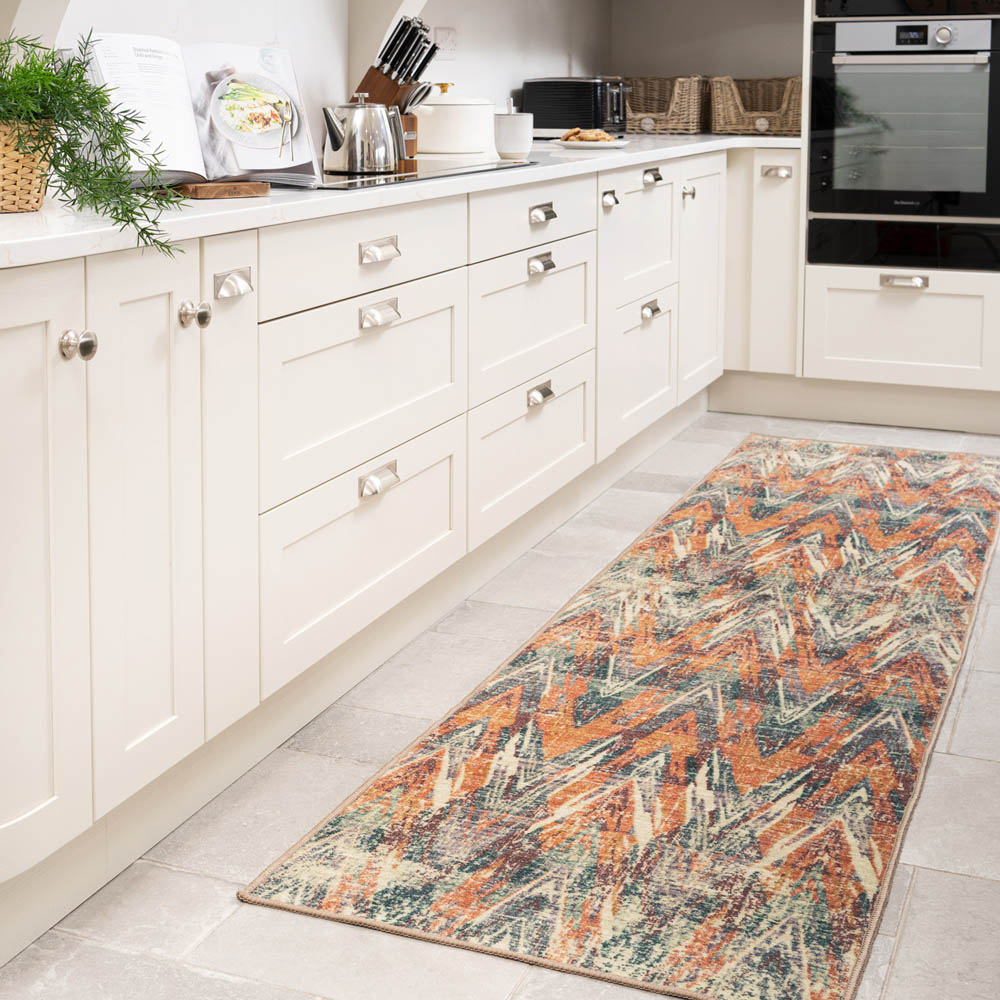 Kukoon Beige Multicolour Abstract Soft Chenille Rug 60 x 240cm Image 2