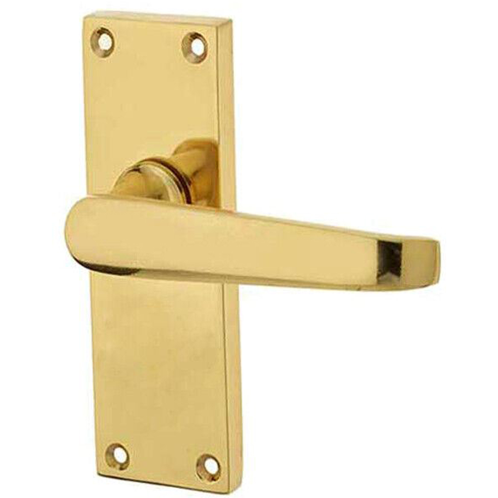 Golden Grace Polished Brass Victorian Straight Latch Door Handle Set 4 Pack Image 2