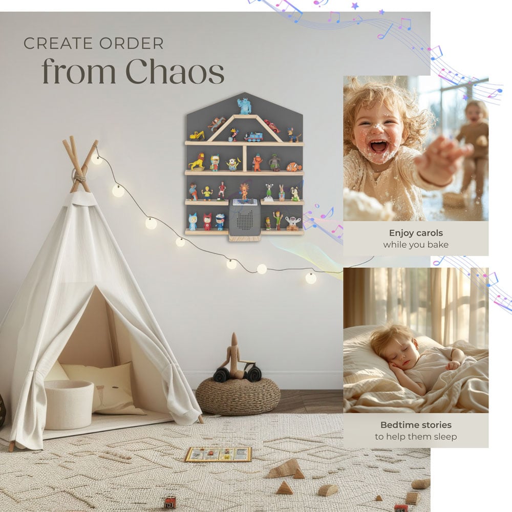 tectake Mylittle Story Anthracite House Design Wall Mounted Floating Shelf Image 7