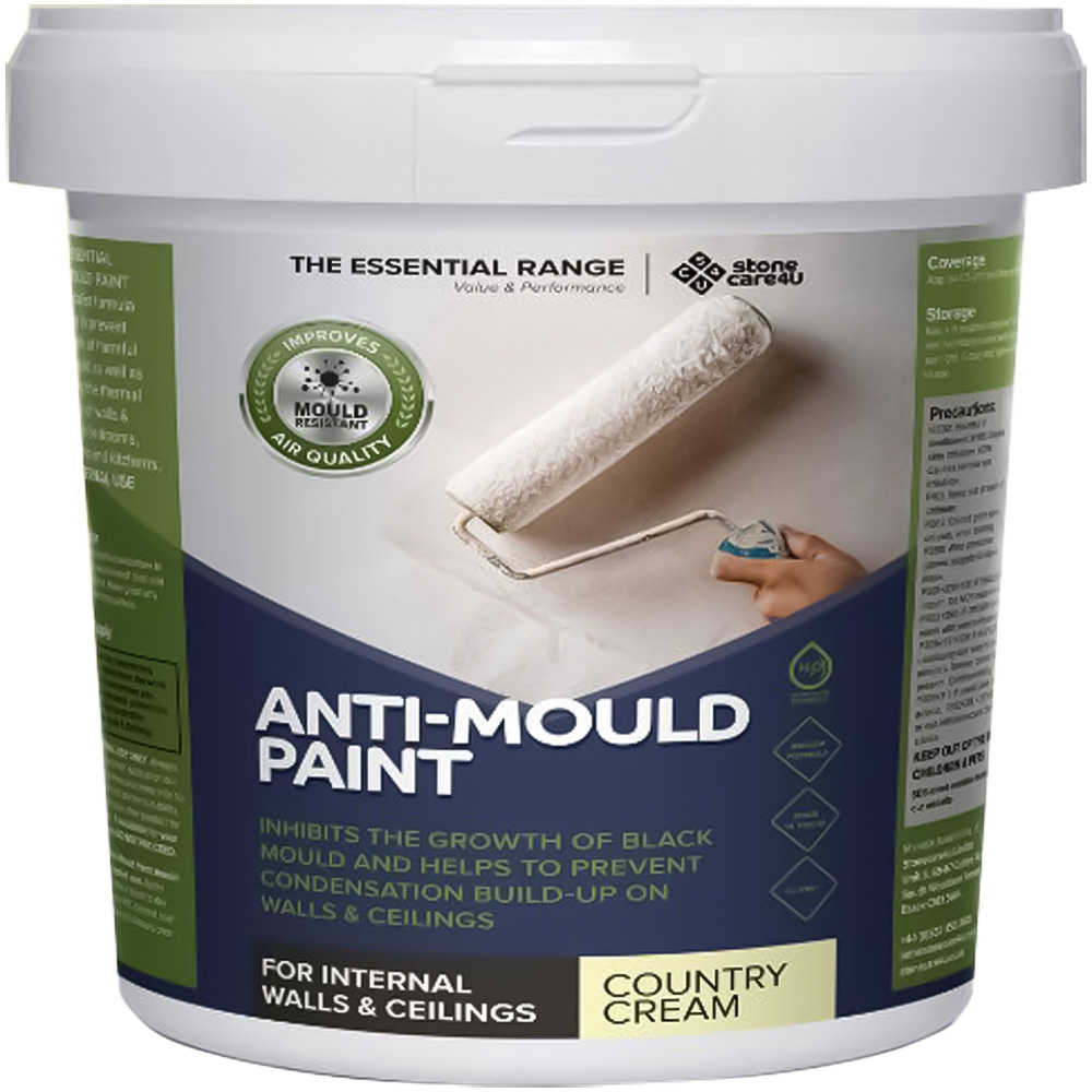 StoneCare4U Essential Walls & Ceilings Country Cream Matt Anti Mould Paint 5L Image 2