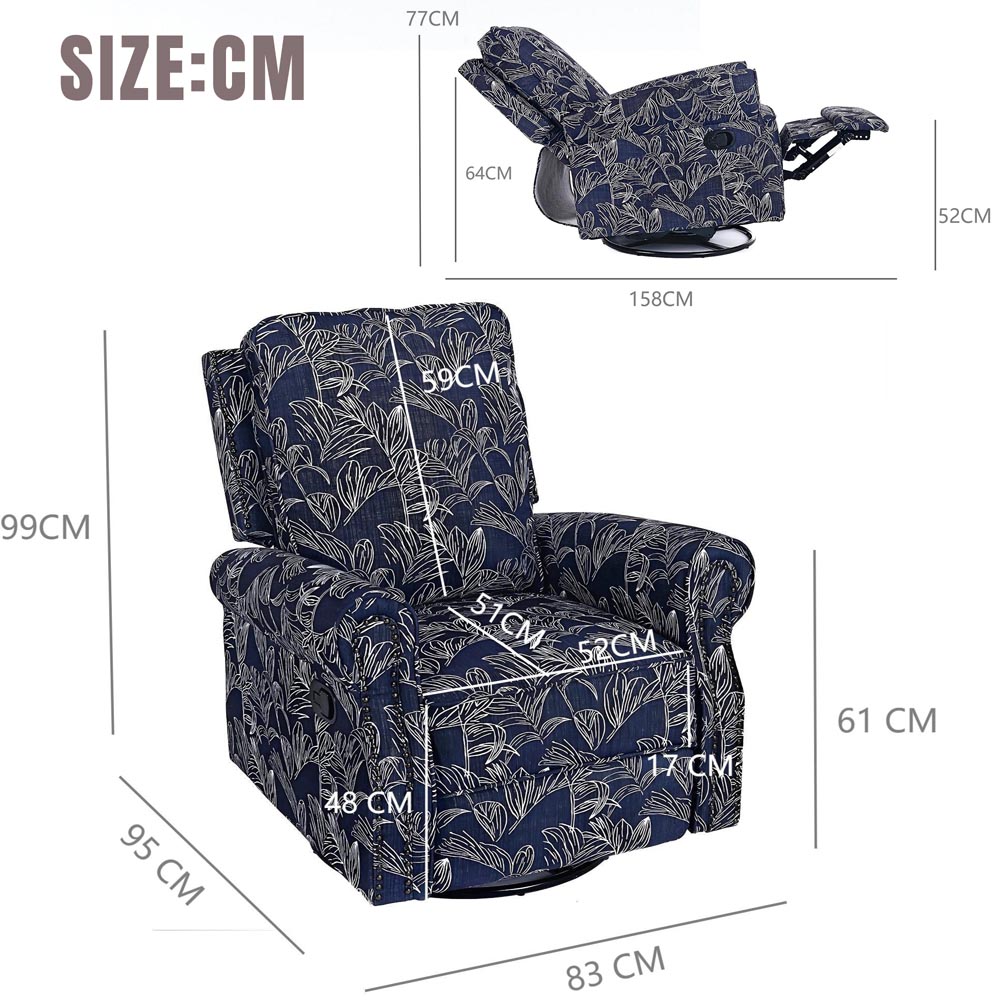 Furniture One Swivel Recliner Armchair with Adjustable Leg Rest Image 9