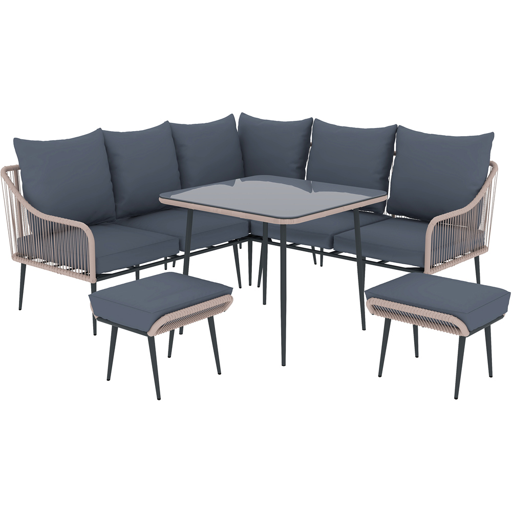 Outsunny 6 Seater Light Brown Garden Furniture Set Image 2