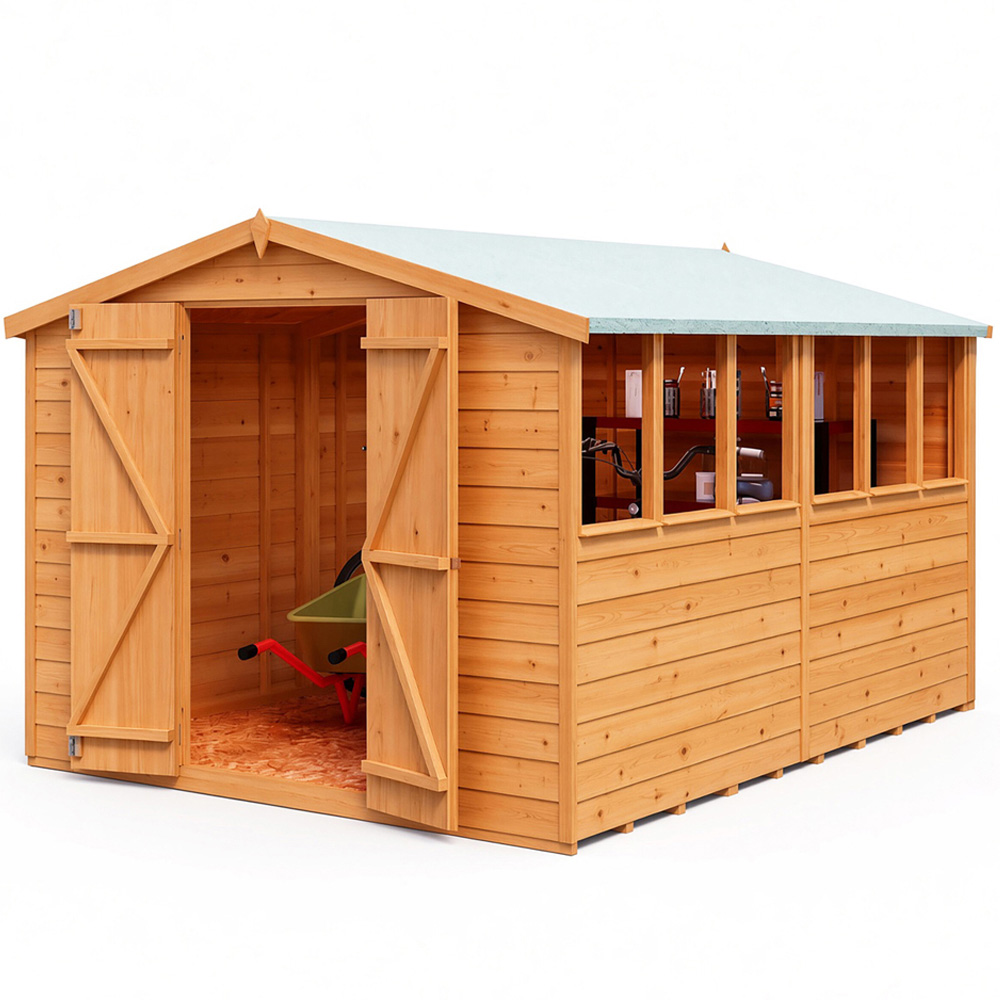 Shire 10 x 8ft Double Door Dip Treated Overlap Apex Shed Image 2