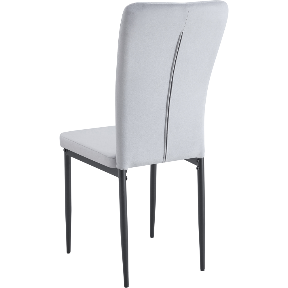 Elle Set of 6 Light Grey Velvet Effect Plush Padded Upholstered Dining Chair Image 5