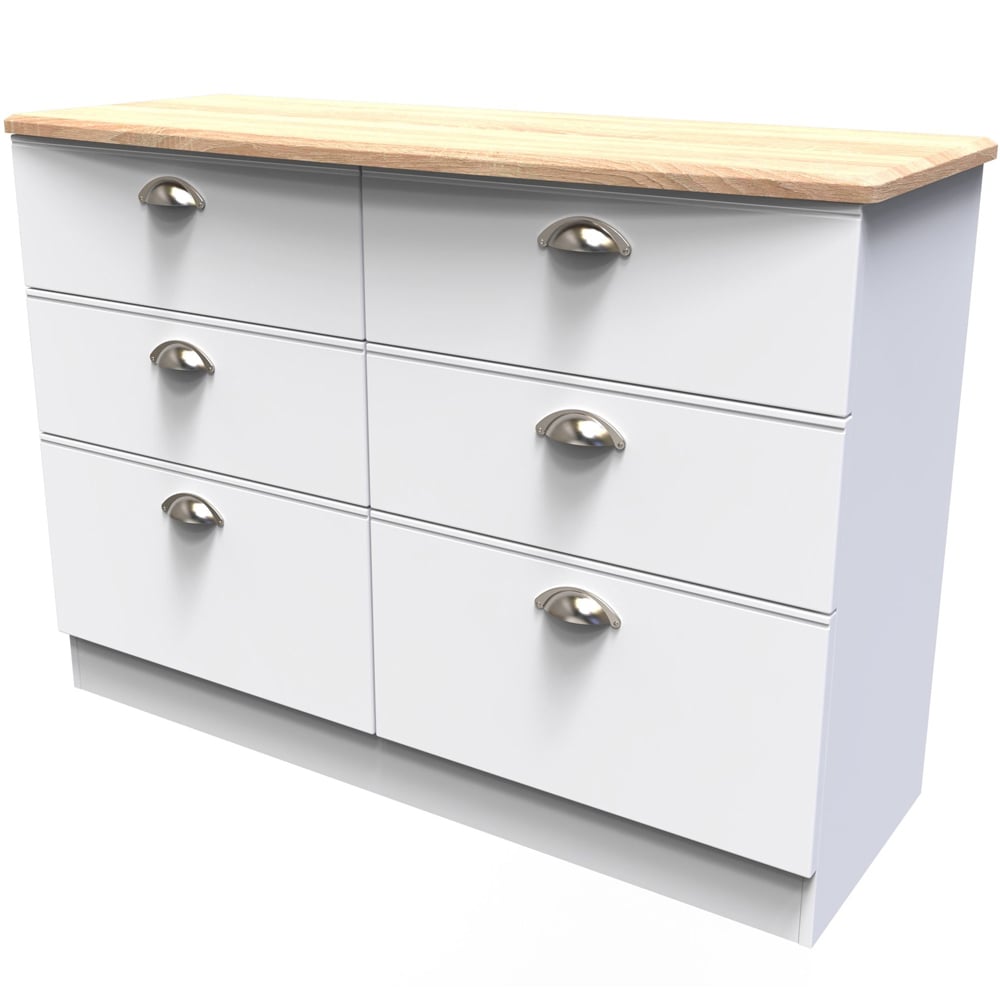 Crowndale Victoria 6 Drawer White Ash and Oak Chest of Drawers Image 4