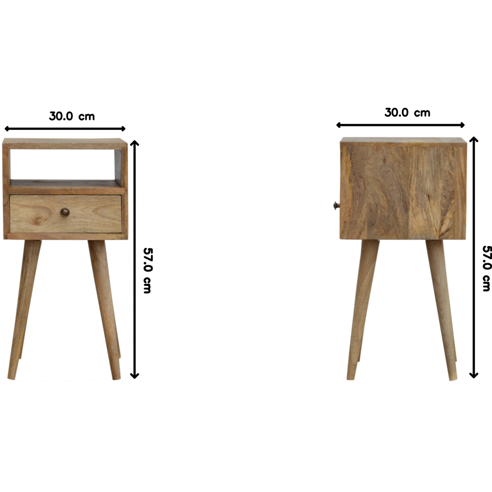 Artisan Furniture Oak-ish Single Drawer Single Shelf Solid Wood Mini Bedside Table Image 9