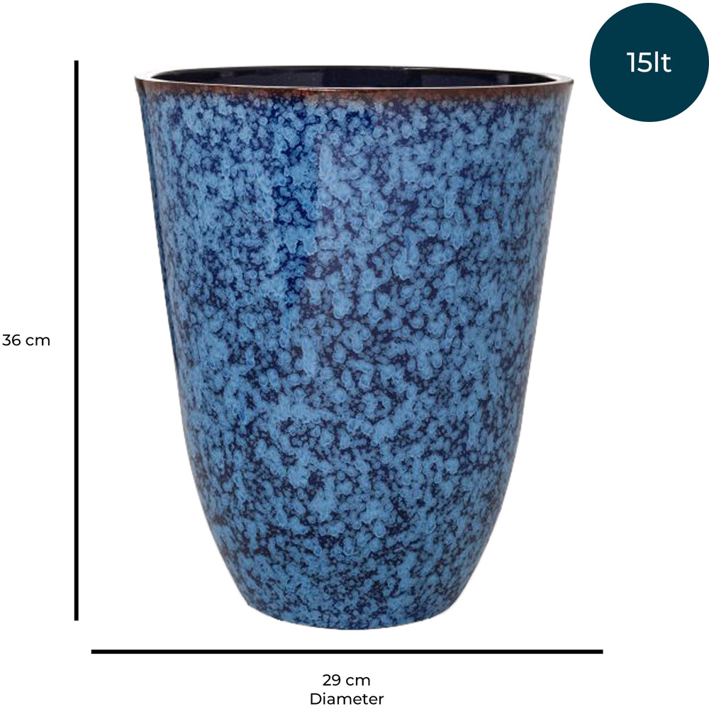 Jack Stonehouse Speckled Blue Round Ceramic Look Planter 29cm Image 7