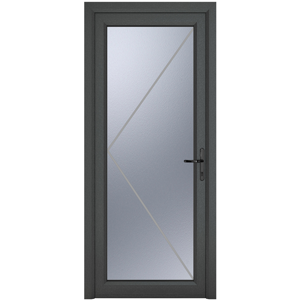 Crystal uPVC Triple Glazed Door Full Glass Left hand Grey White Obscure Glass 890x2090mm Image 2