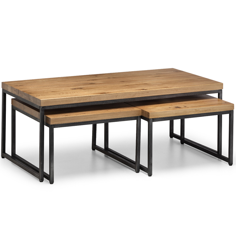 Julian Bowen Brooklyn Oak Nest of Tables Set of 3 Image 2