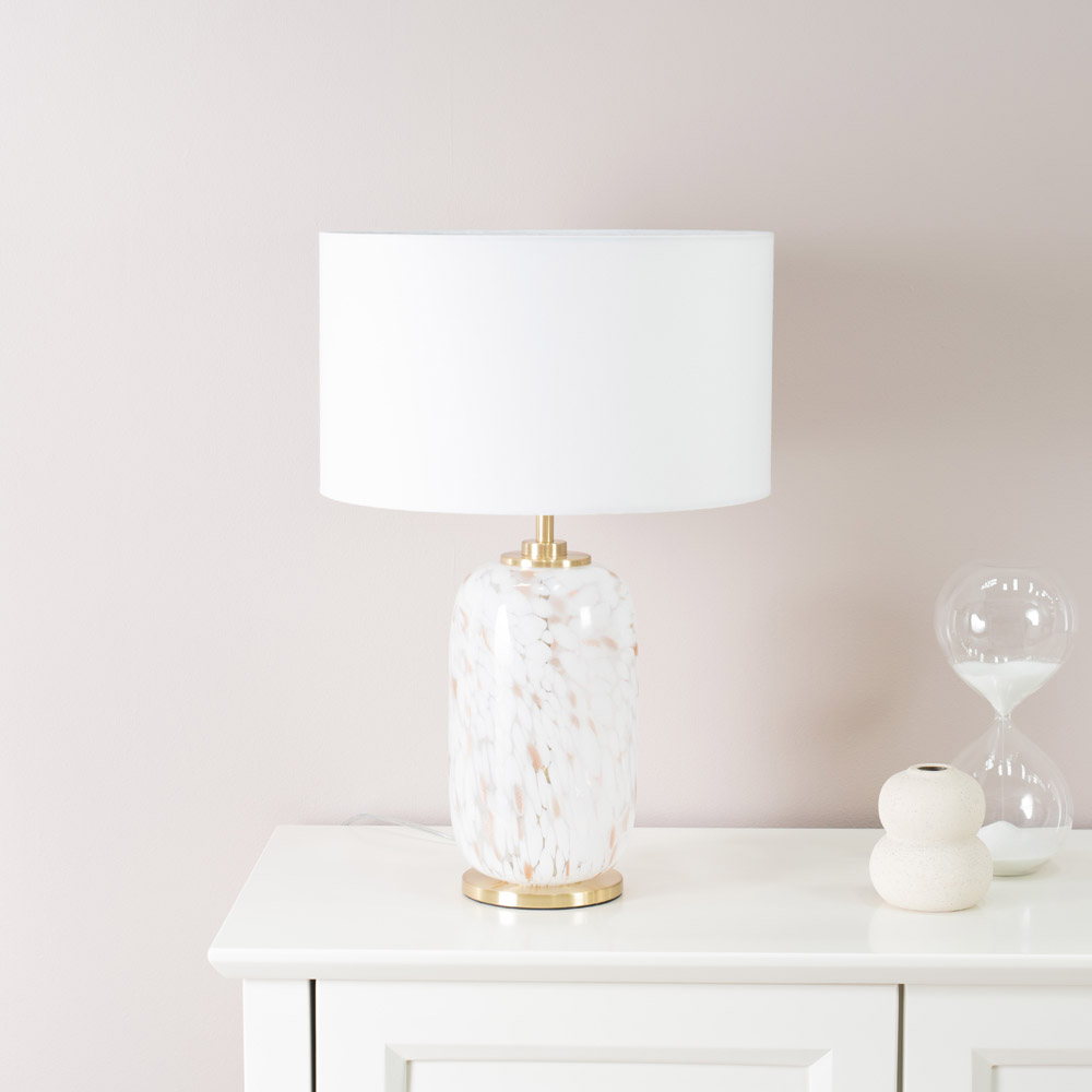 ValueLights India White Shade Confetti Glass LED Table Lamp Image 4