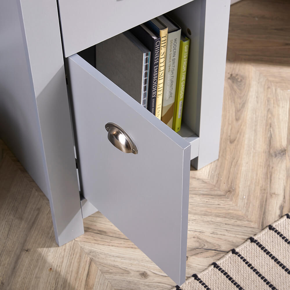 Home Source Camden Single Door 4 Drawer Grey Office Desk Image 6