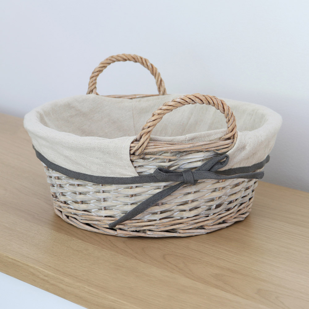 JVL 6.5L Arianna Grey Round Willow Storage Basket Image 6