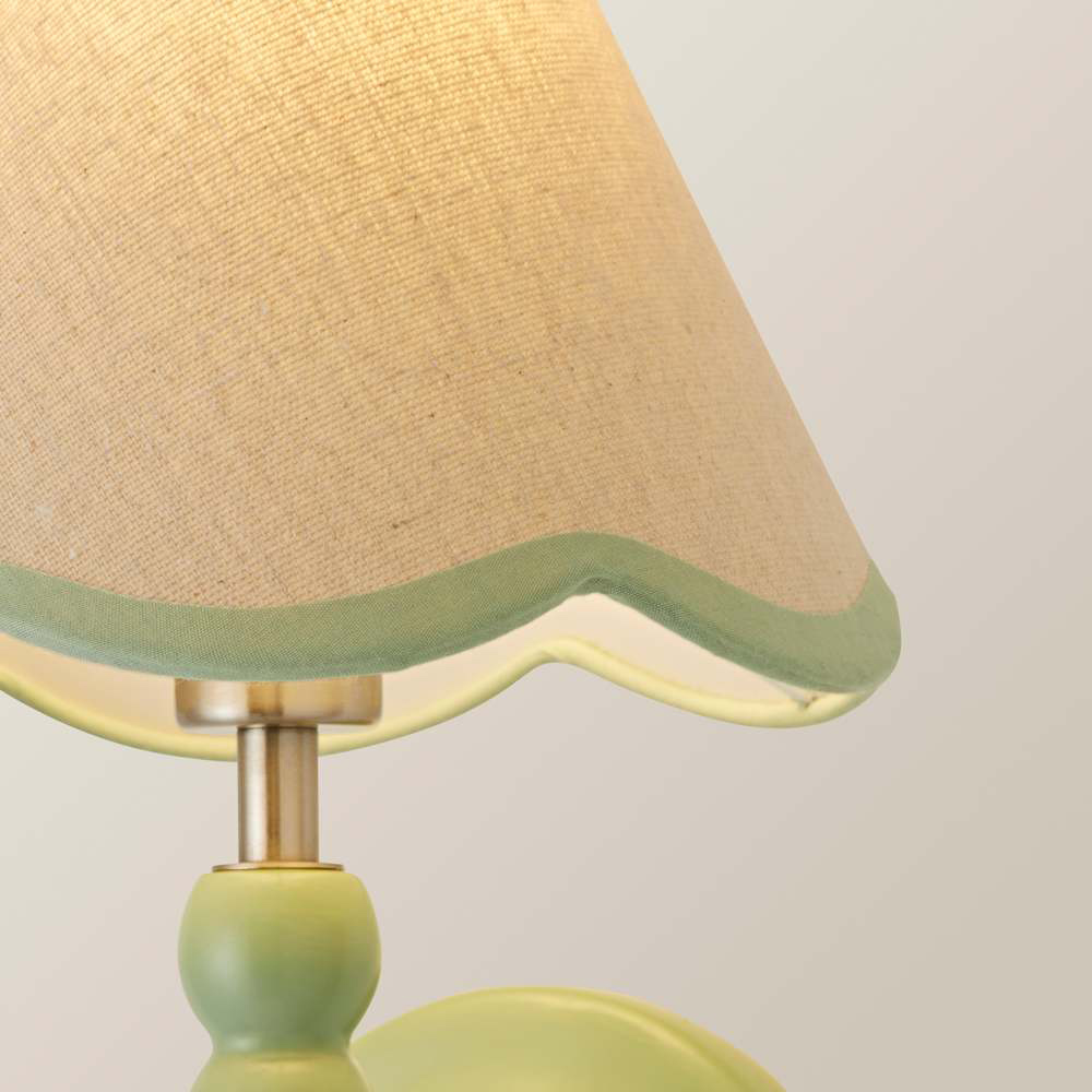 ValueLights Trim Scallop Shade Green Bobbin LED Wall Light with Bulb 2 Pack Image 5