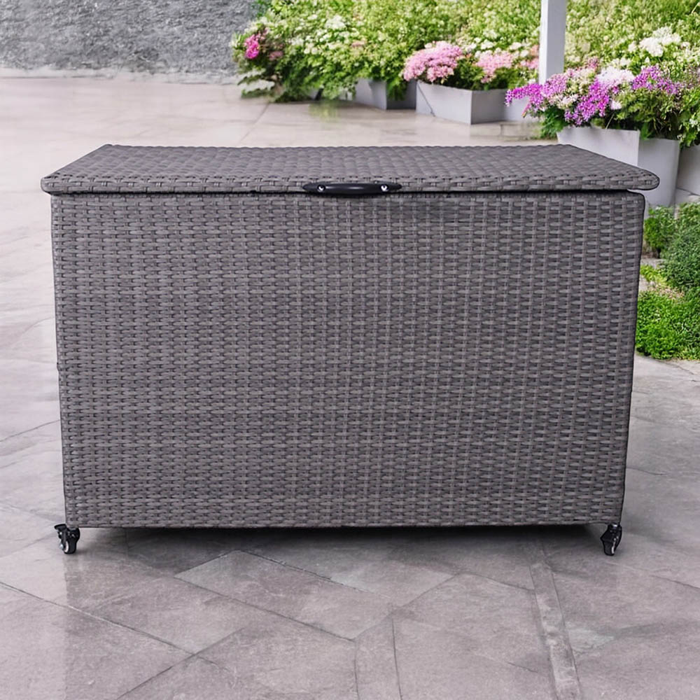 Royalcraft 510L Charcoal Rattan Weave Cushion Storage Box Image 2