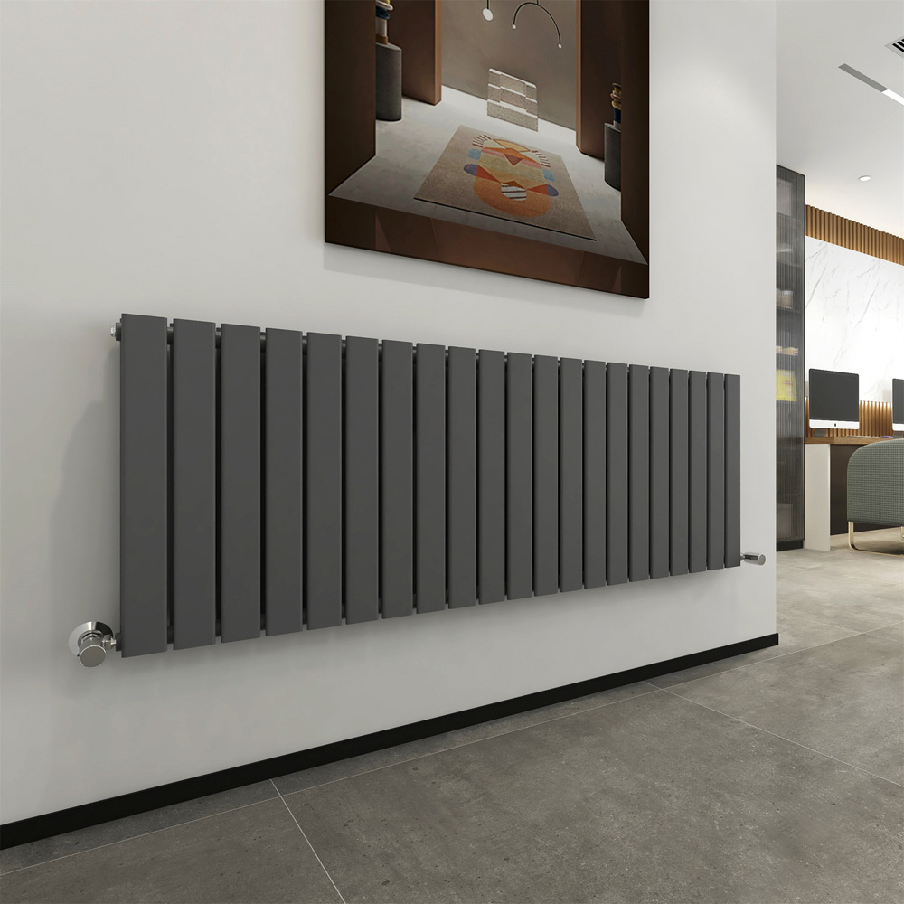 Anthracite 9454 BTU Double Flat Panel Vertical Column Radiator 600 x 1428mm Image 2