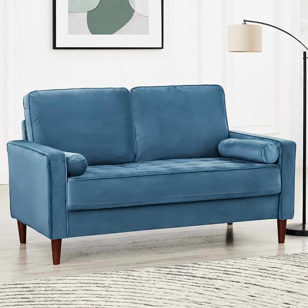 Home Detail Edward 2 Seater Blue Velvet Sofa Image 1