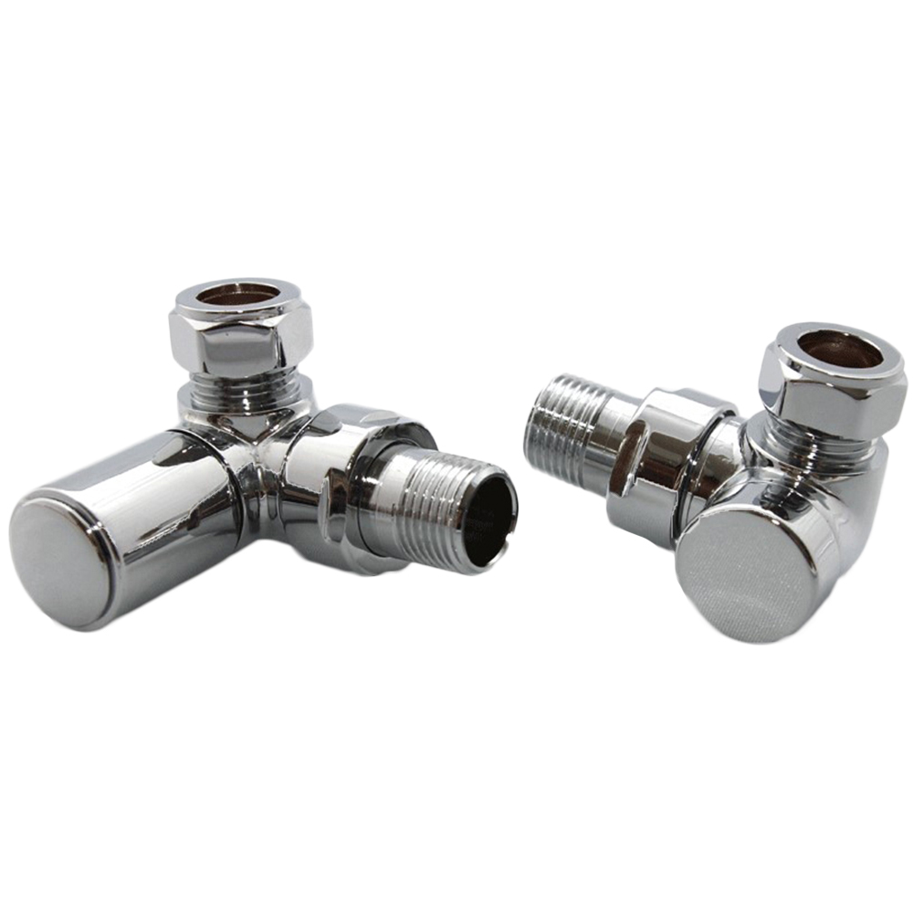 Towelrads Chrome Round Corner Valve 15mm x 1/2inch 2 Pack Image 1