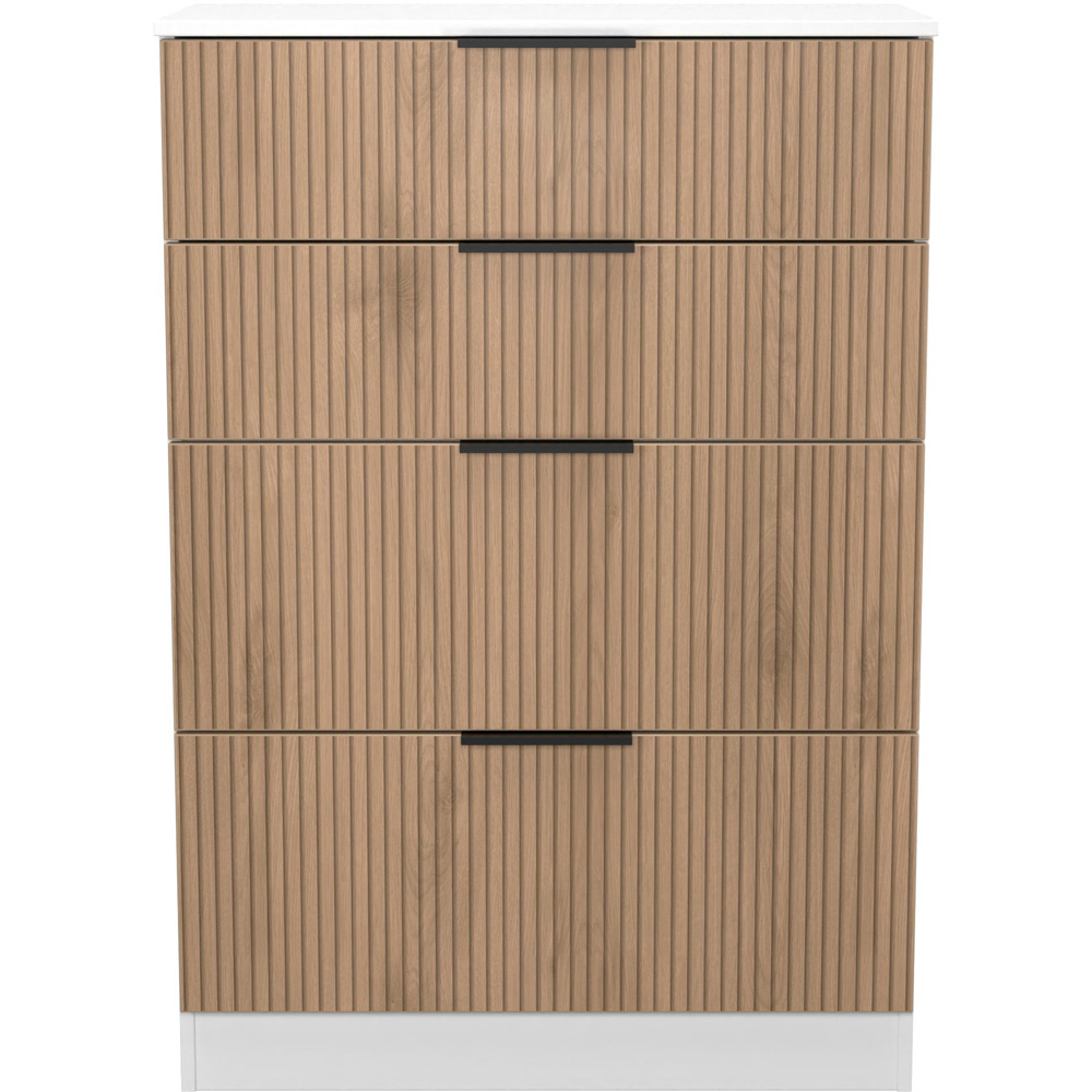 Crowndale Java 4 Drawer Slatt Effect and White Deep Chest of Drawer Image 2