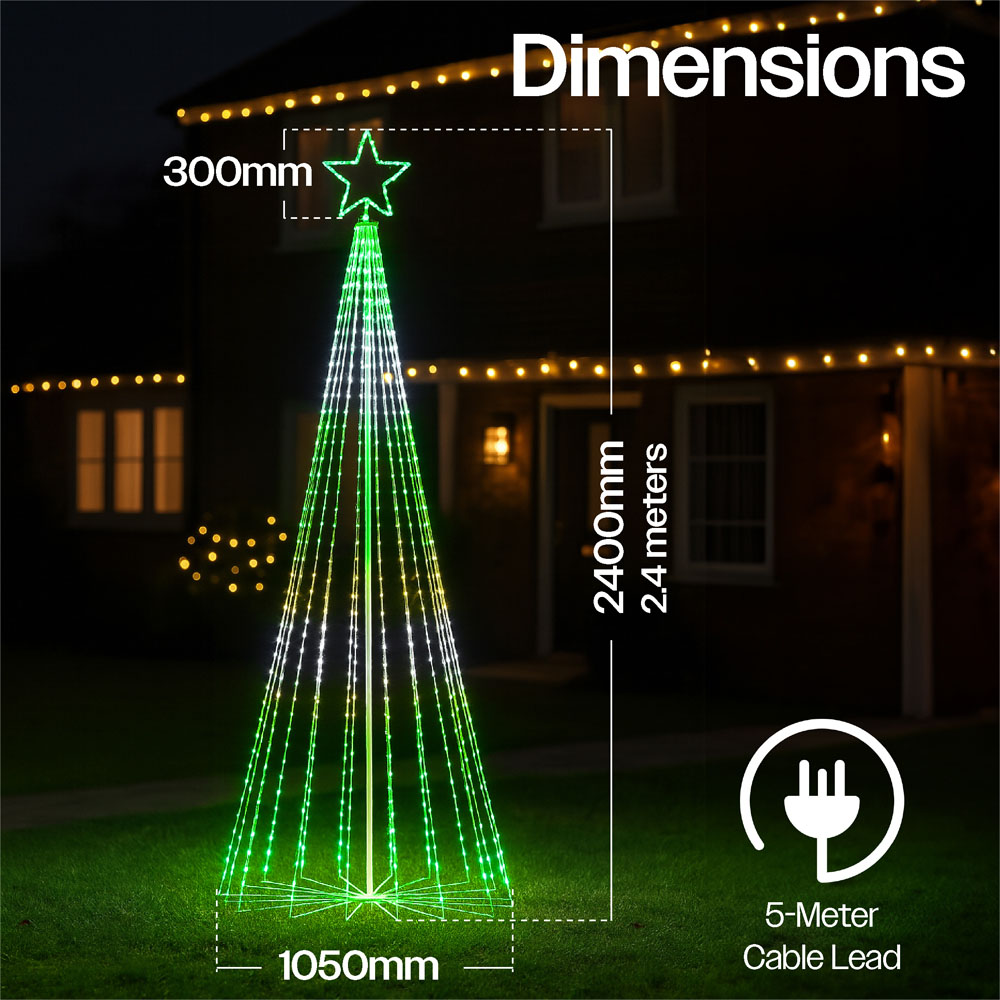 Xmas Haus 804 RGB LED Cone Shaped Light Tower with Star Topper 8ft Image 9