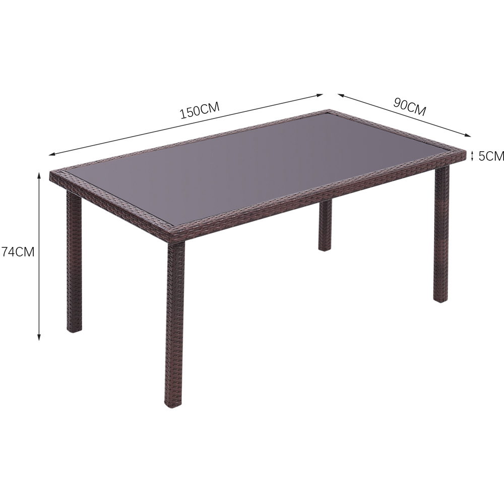 Living and Home 6 Seater Rectangle Rattan Table Brown Image 6