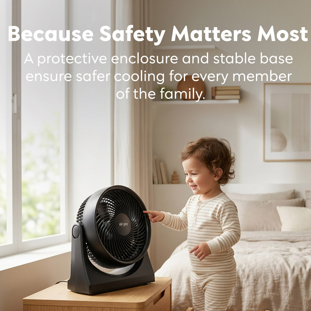 Air Pro Black Adjustable Tilt Turbo Air Circulator Quiet Desk Fan 10 inch Image 8