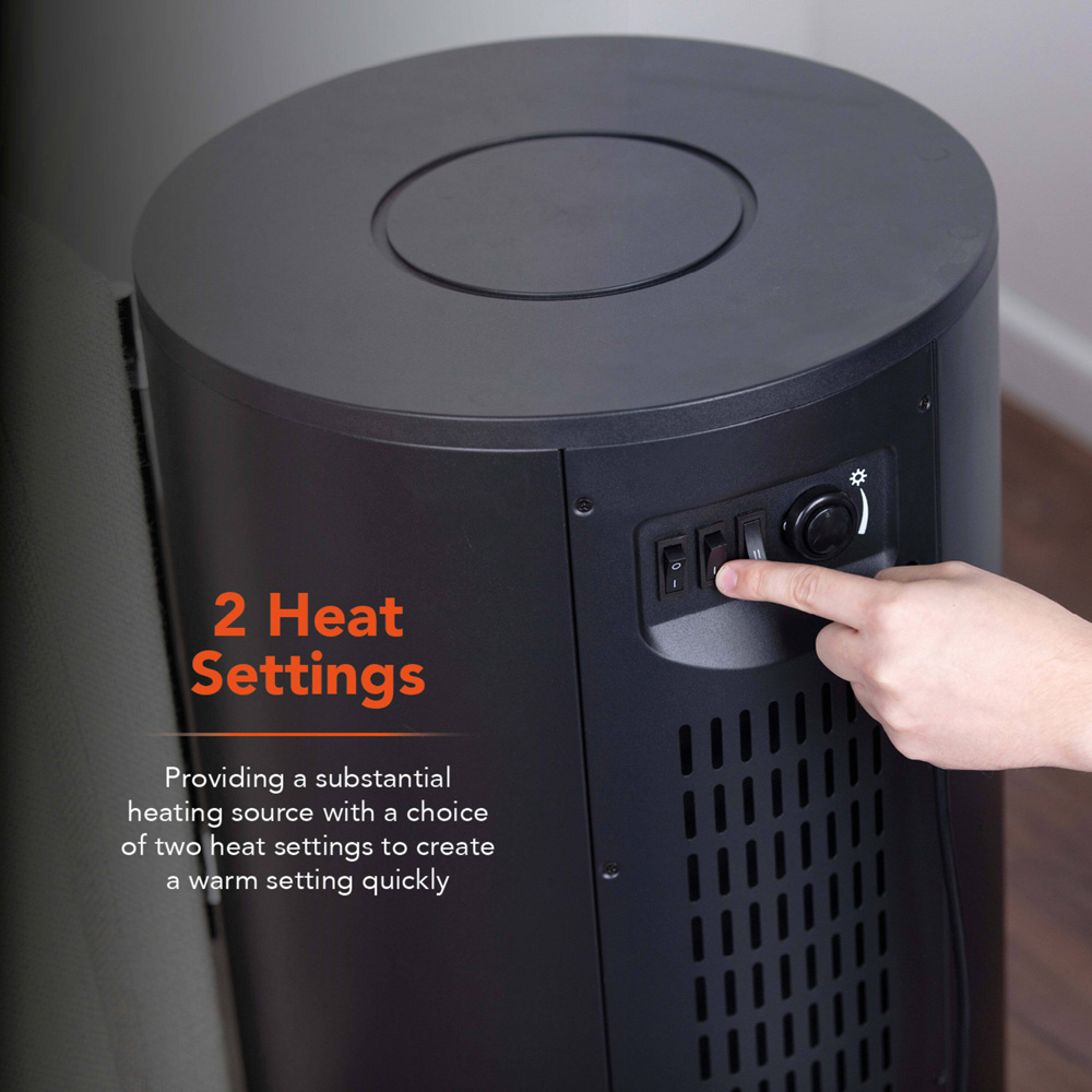 Warmlite Elmswell Black Cast Effect Round Stove Fire with LED Flame Effect 2000W 17 inch Image 3