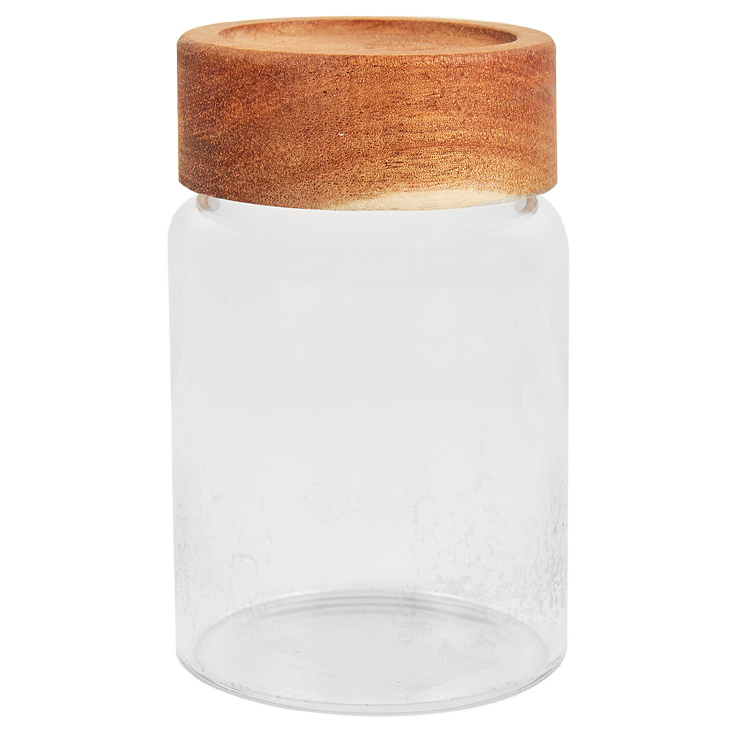 Tall Glass Jar with Acacia Lid - Clear / 11cm Image 1