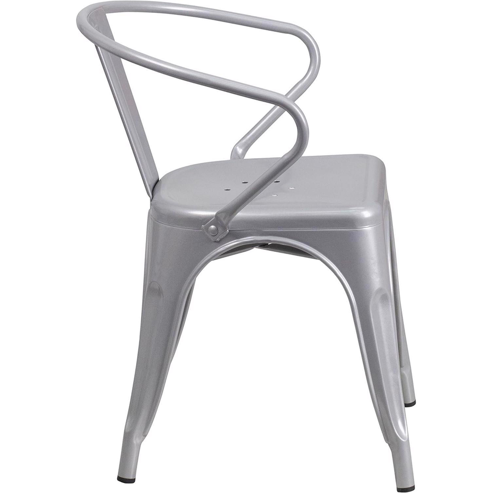 FWStyle Set of 4 Silver Galvanised Steel Ready Assembled Chairs Image 4