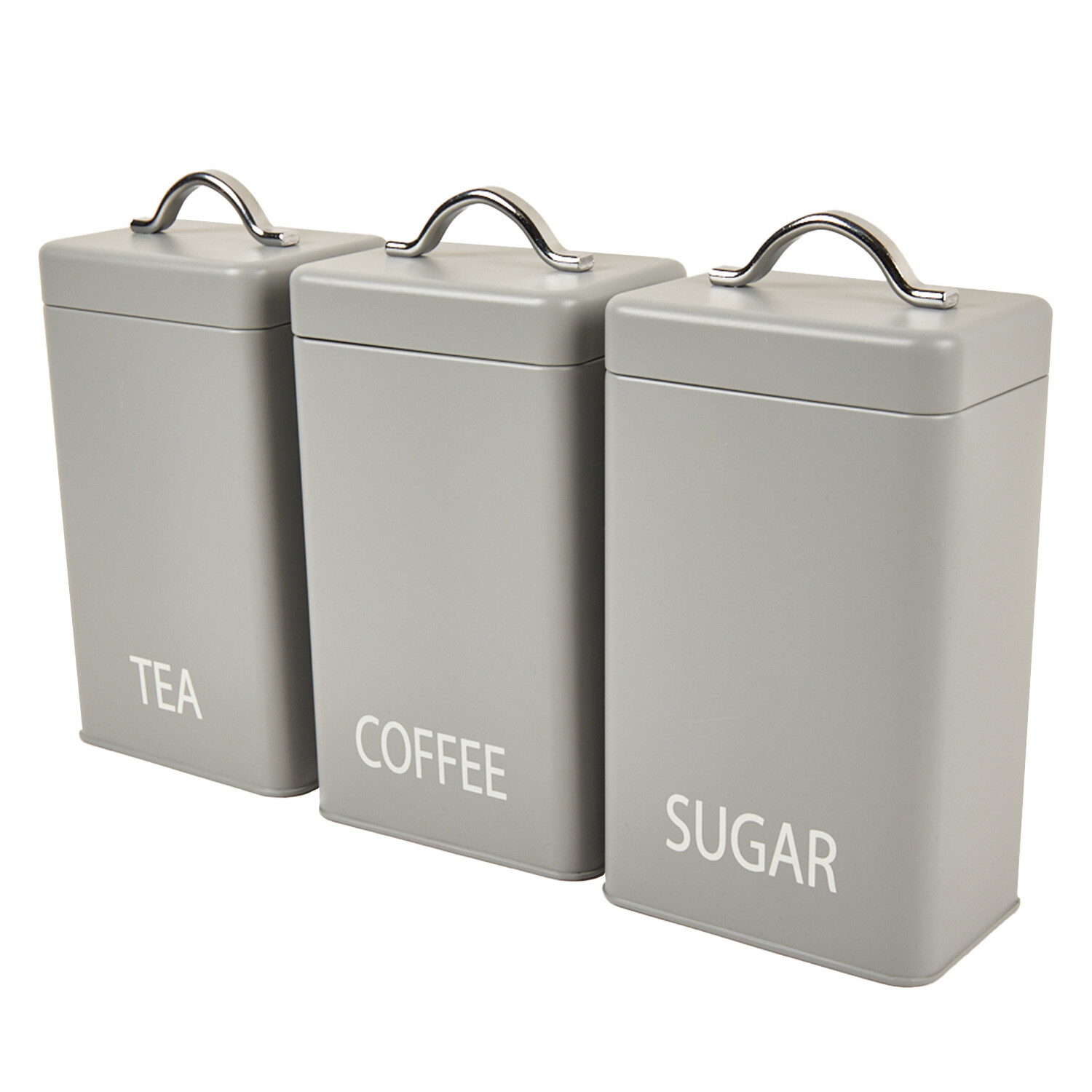 Grey Rectangular 3 Piece Canisters - Grey Image 4