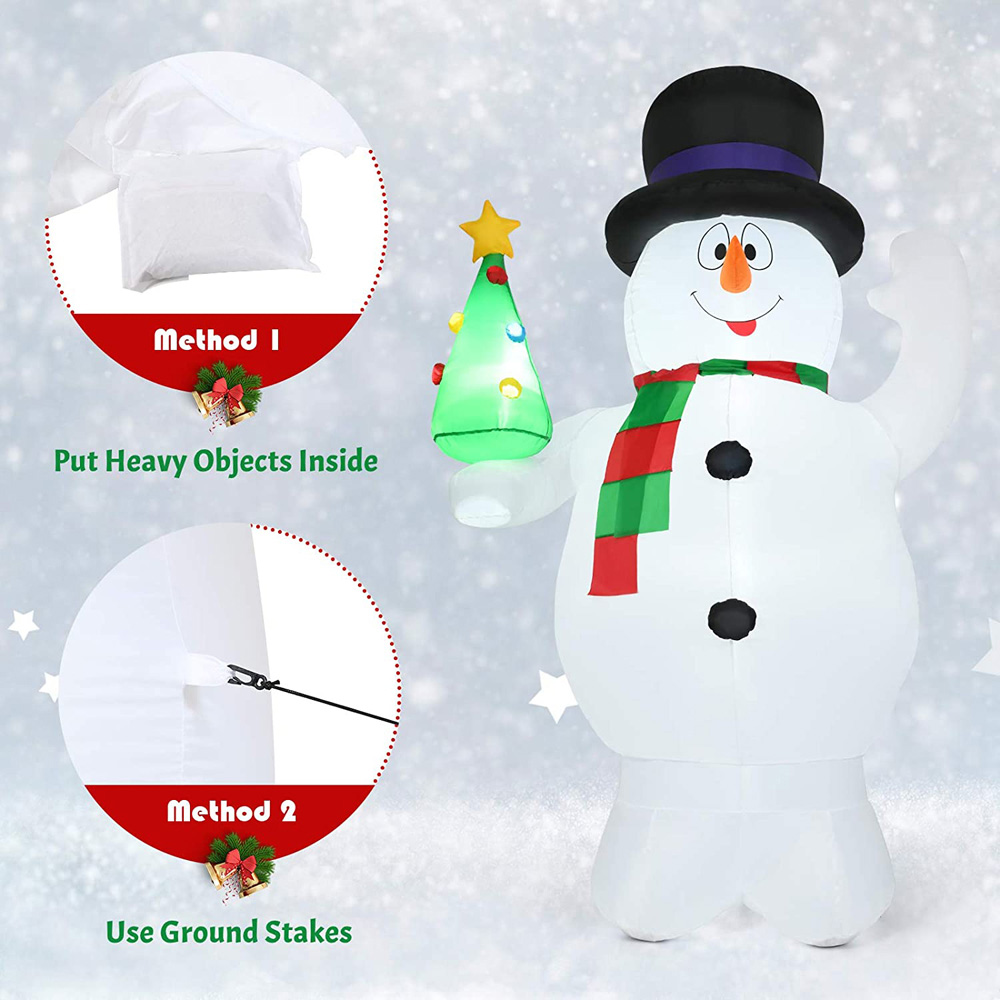 Costway Snowman LED Inflatable Outdoor Christmas Decoration 7.9ft Image 5