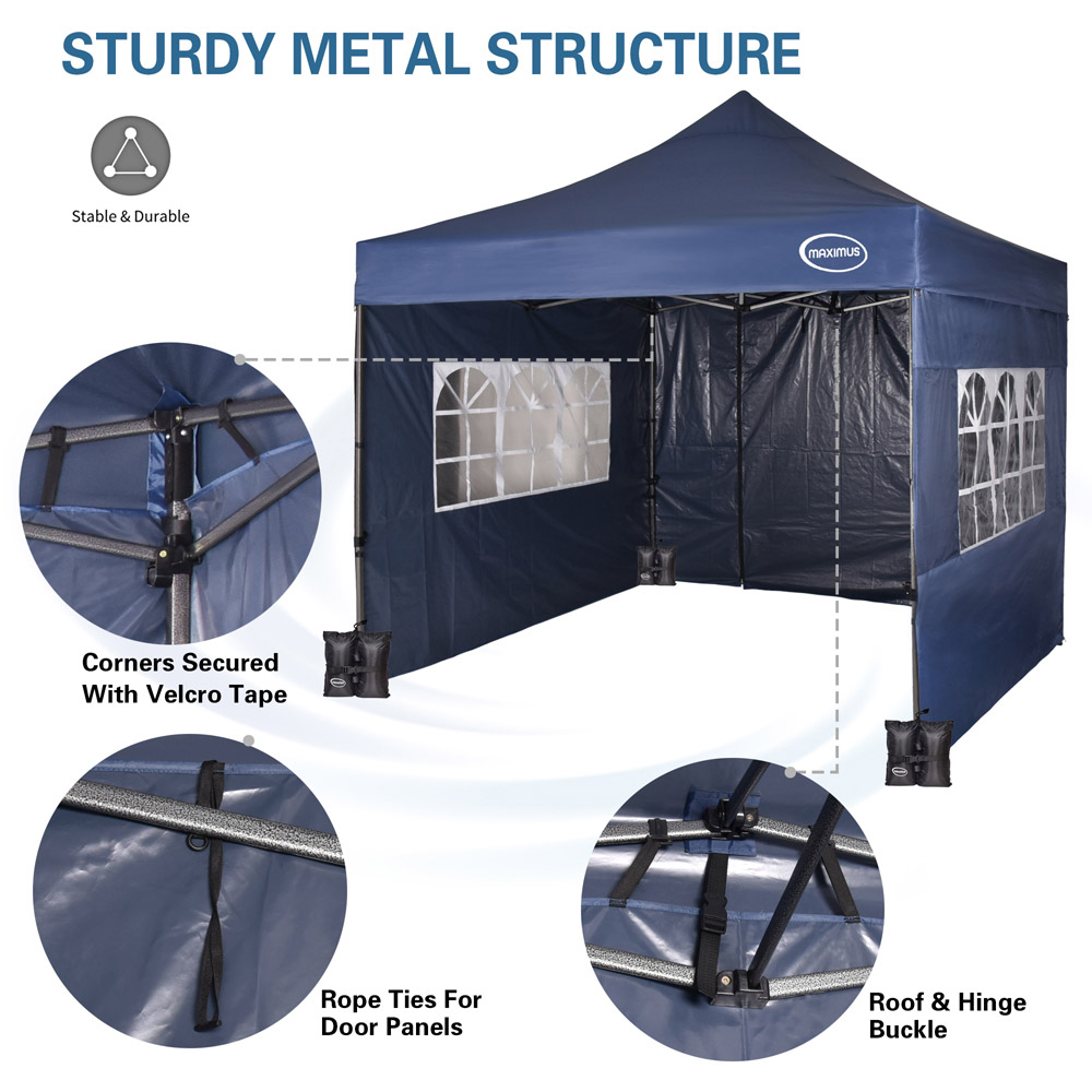 Maximus Blue Pop Up Outdoor Gazebo with Removable Sides 3 x 3m Image 7
