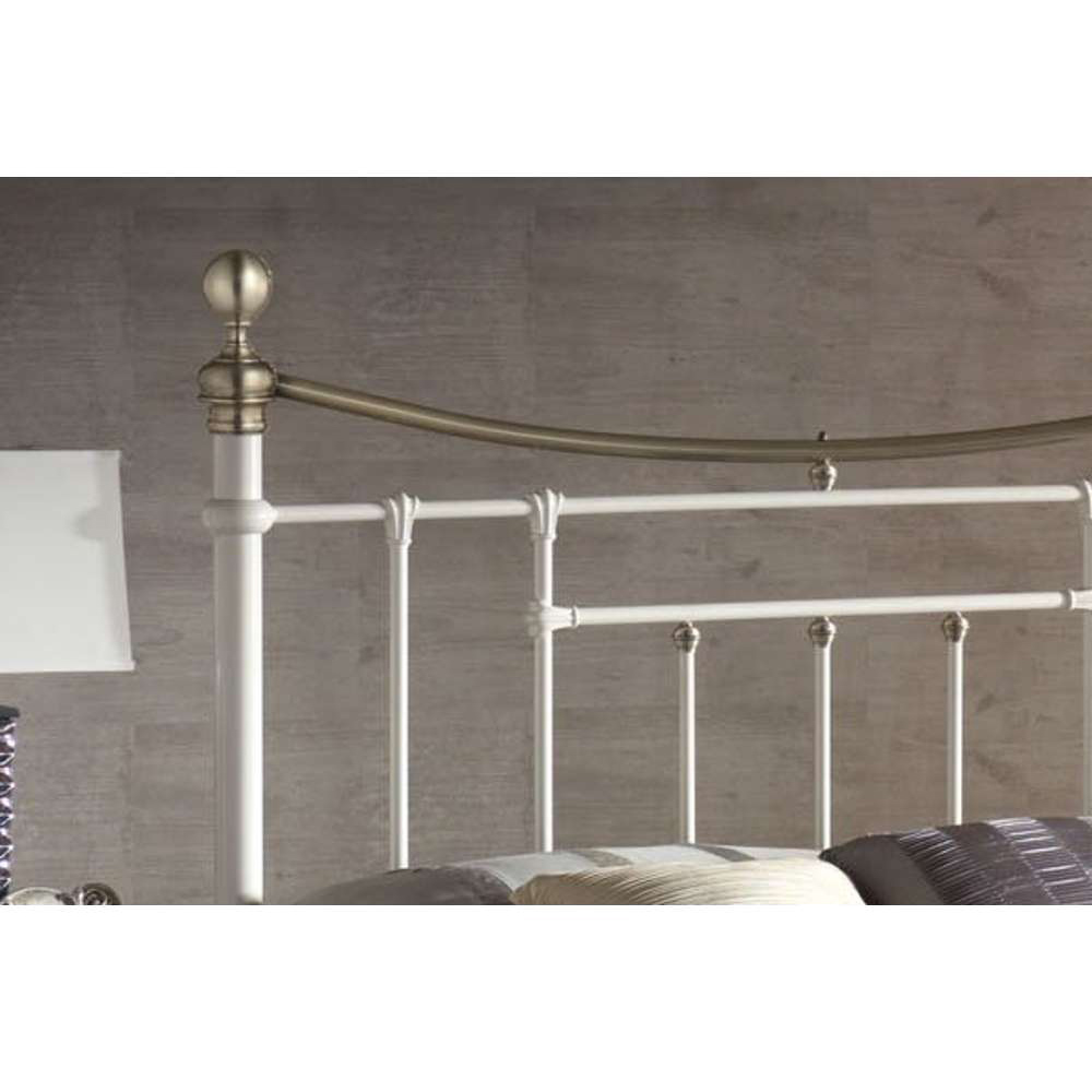 Bronte King Size Cream and Antique Brass Metal Bed Frame Image 4