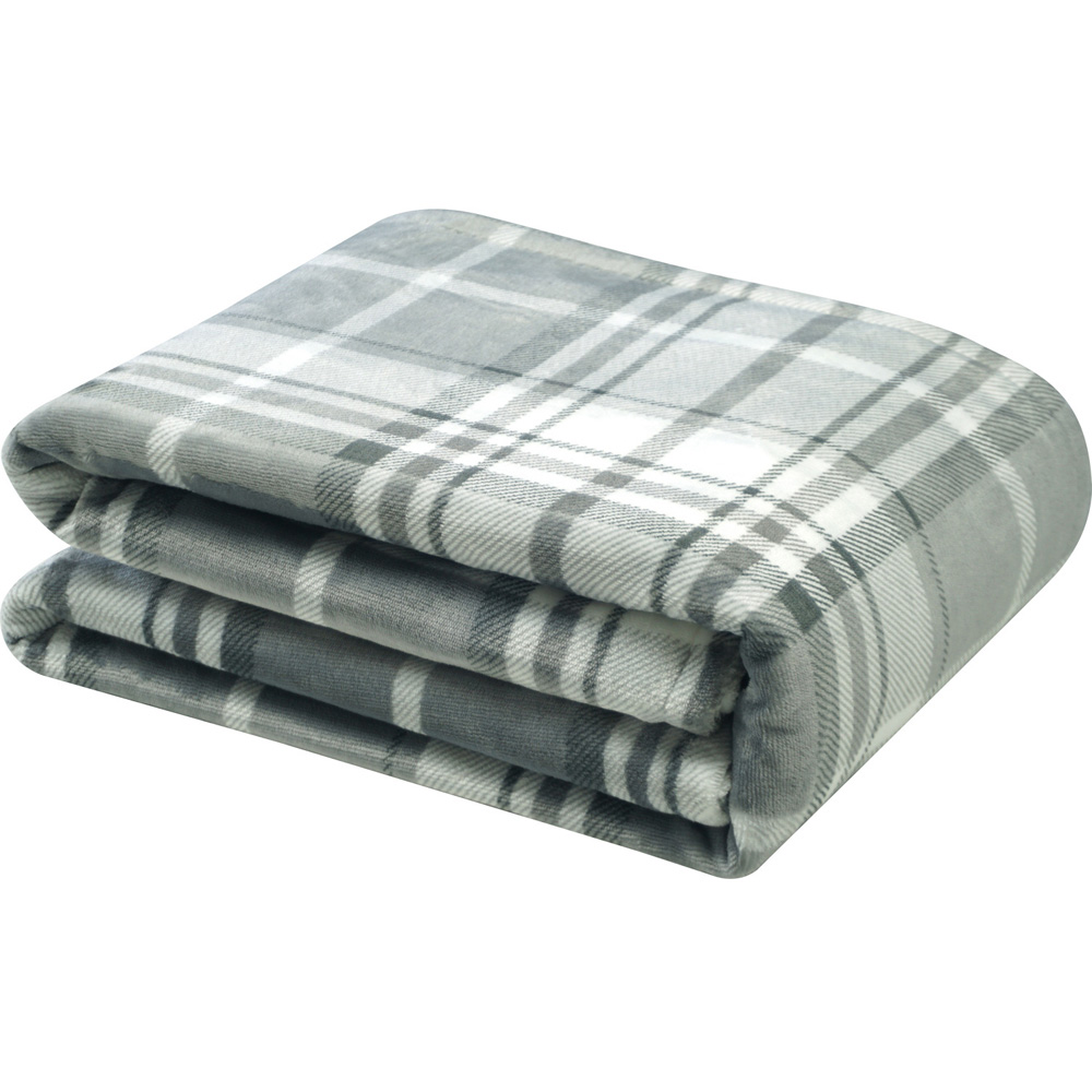 Balmoral Check Electric Heated Throw Grey Image 2