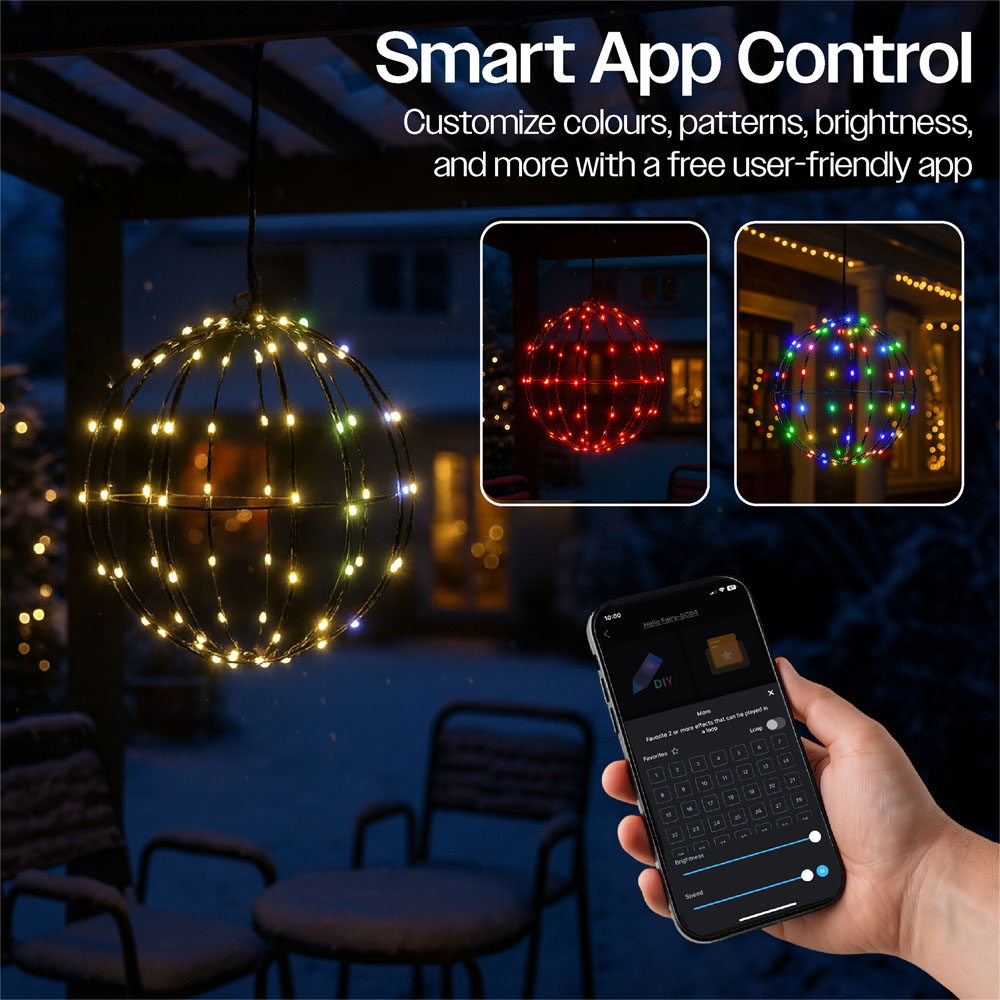 Xmas Haus Black RGB Mini Seed LED Smart Foldable Ball Light with Remote 30cm Image 3