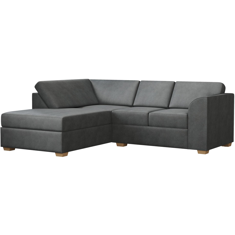 Modo 3 Seater Steel Plush Velvet Left Hand Fixed Back L-Shape Corner Sofa Image 2