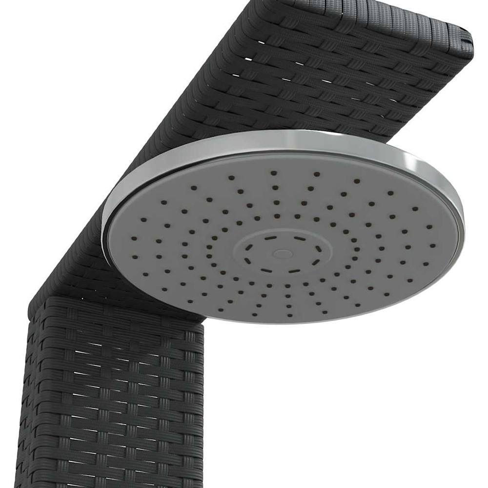Wallplus Black Poly Rattan and Acacia Wood Outdoor Shower with PVC Hose and Alloy Handle 224cm Image 6