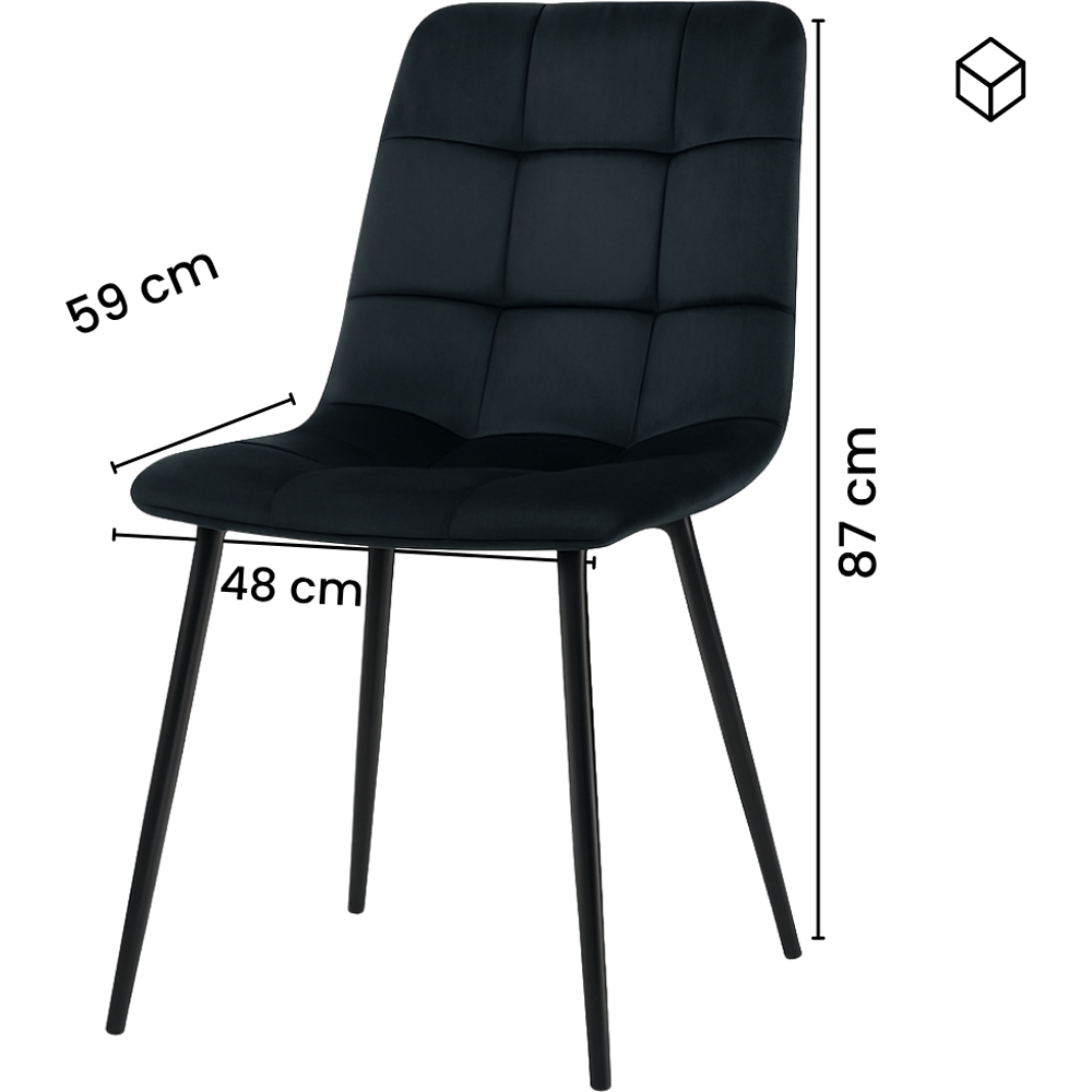 Portland 4 Seater Velvet Dining Set Oak Effect and Black Image 7