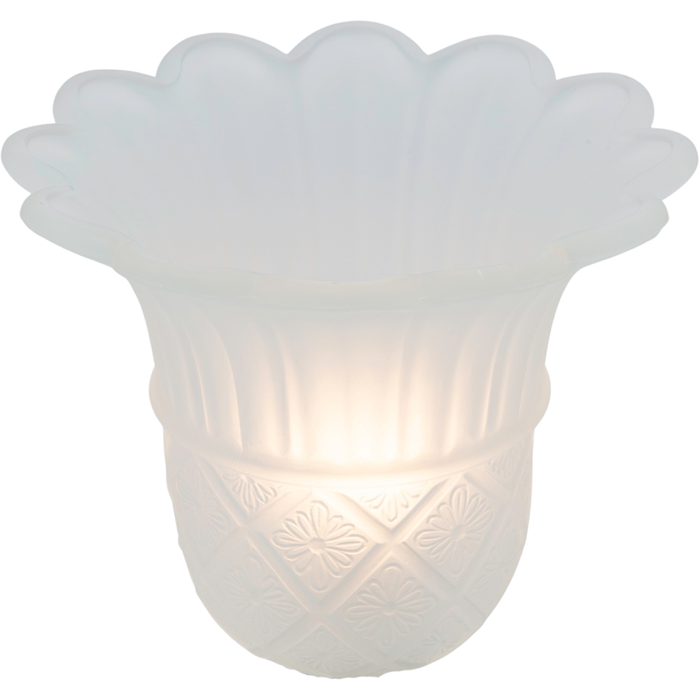 Happy Homewares Frosted White Floral Glass Shade with Ribbed Petal Trim 2 Pack Image 6