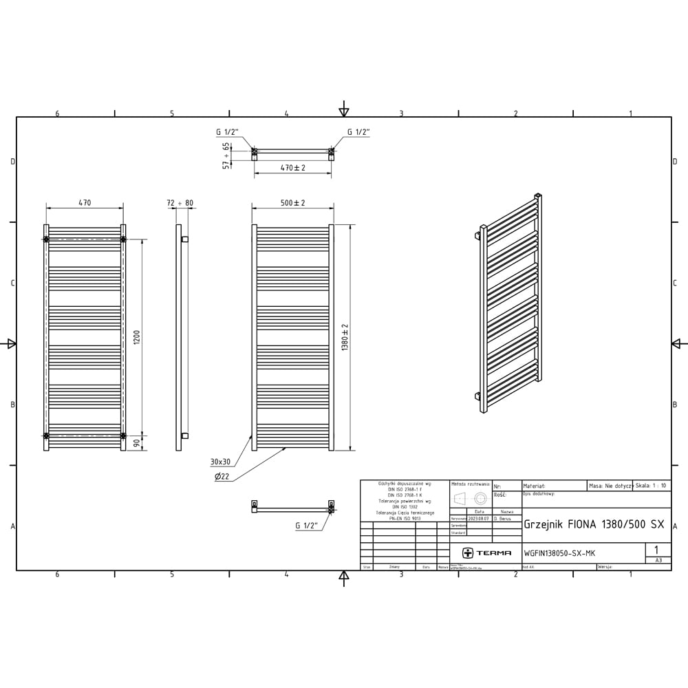 Terma Fiona E Sparkling Grey Electric Towel Rail 1380 x 500mm Image 8