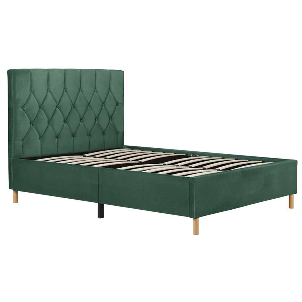 Loxley Small Double Green Fabric Bed Image 2